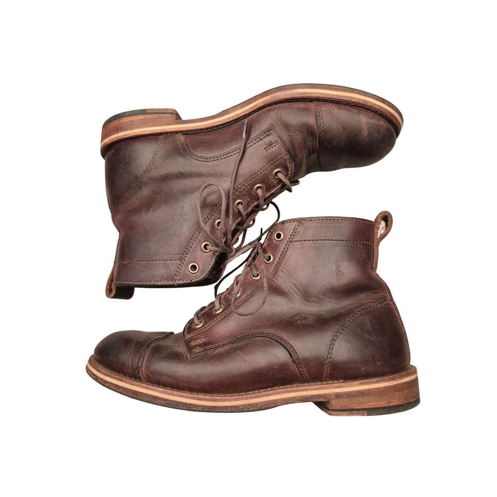 HELM Dark Brown Leather Lace Up Cap Toe Ankle Boots USA Mens Sz 7 D